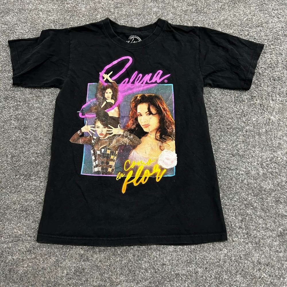 Selena T-Shirt Womens Size S Black Como La Flor Graphic Portrait Cotton Tee